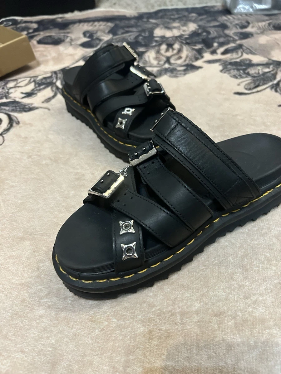 NEW Dr. Martens Ryker II HDW Black Men\'s Hardware Slide Sandals 12 Dr. Martens Ryker Black Leather Strap Slide Sandals AW004 SH  main image 2