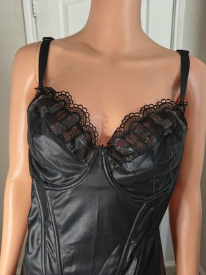 Corset Bustier Floral Goth Punk Sexy Black By Savage -Approx Size XL -DP26