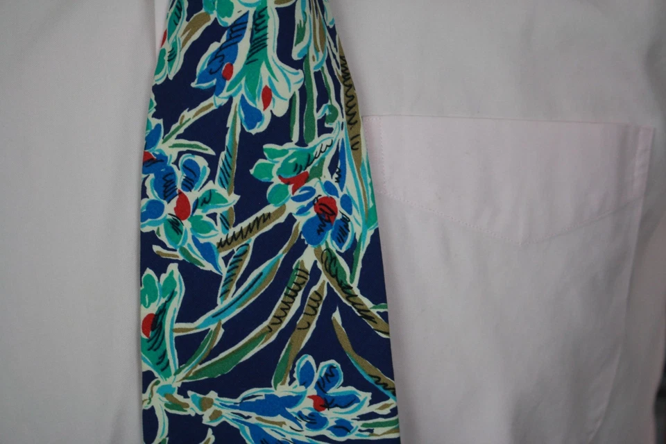 Corbata vintage de seda floral multicolor de John Henry para hombre Foto 3 de 4