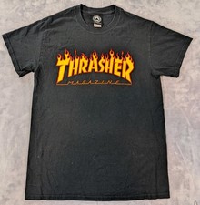 Thrasher Short Sleeve T-Shirt Crewneck Skateboard Logo Black Men's Small READ