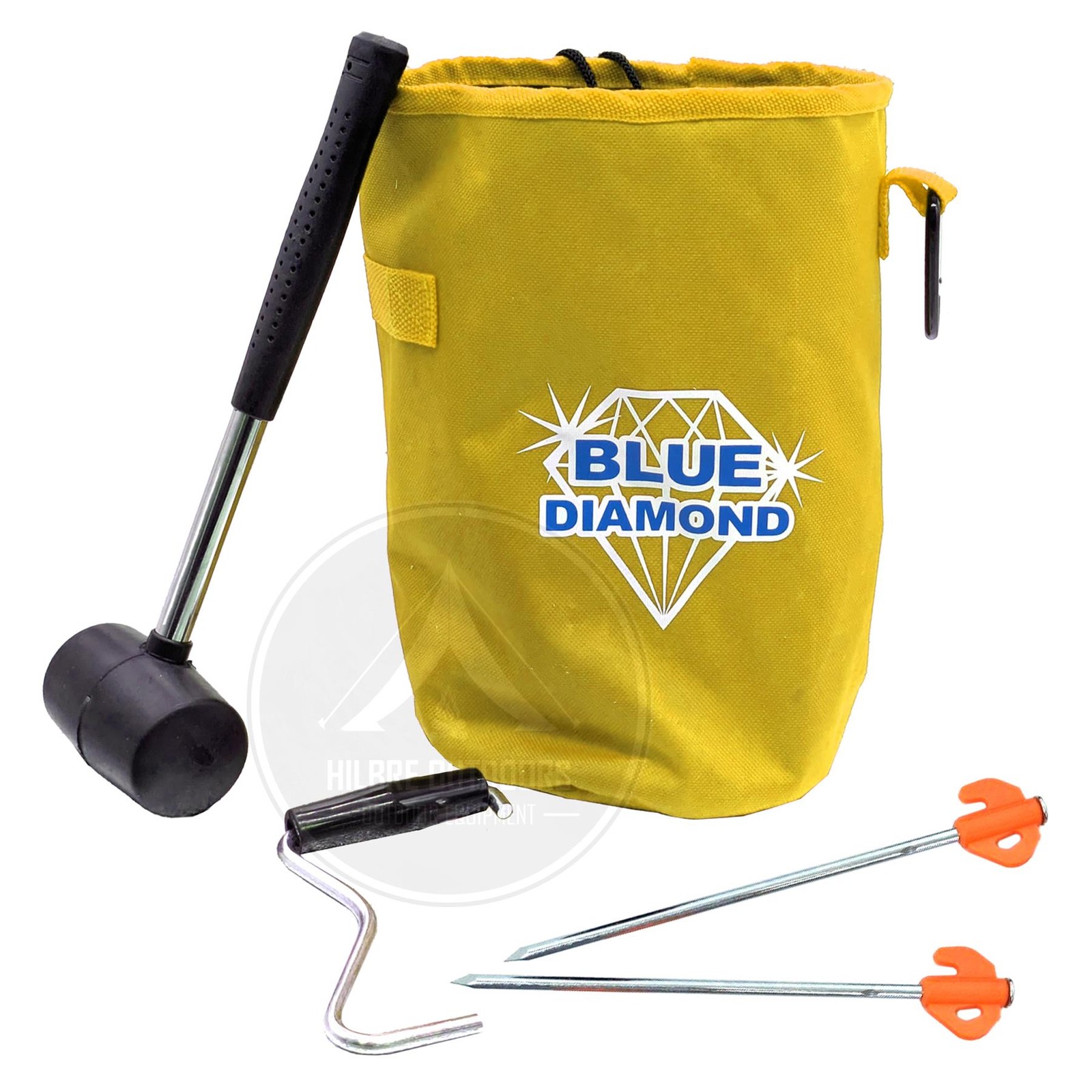 OUTDOOR REVOLUTION HARD GROUND PEG MALLET & PULLER SET CAMPING AWNING KIT ORANGE