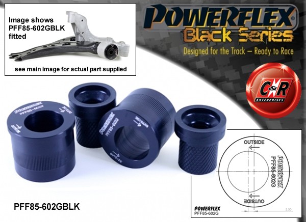 PFF85-602GBLK Powerflex Black Front Wishbone Rear Bushes Caster Offset