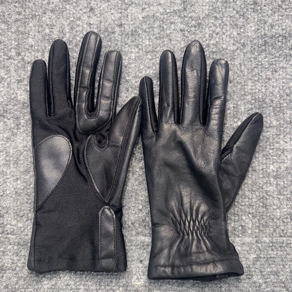 Guantes forrados de vellón de spandex de cuero negro talla S para mujer Foto 2 de 4