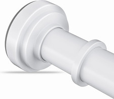 White Tension Shower Curtain Rod 36-84 Inch 3-7Ft Never Rust No Drilling Non Sl