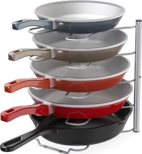 Pan Organizer Rack for Kitchen Cabinet and Counter, Silver