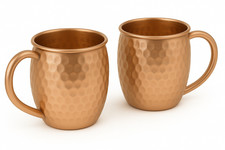 Tazza mulo in rame massiccio 100% fatta a mano 16 oz - tazza a forma di botte (set di 2)
