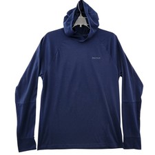 Marmot Hoodie Women's Long Sleeve Logo Pullover Size M Navy Blue Hiking Camping