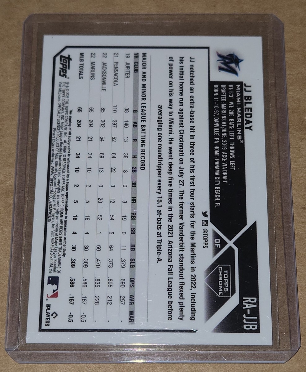 JJ Bleday 2023 Topps Chrome Rookie Auto #RA-JJB | eBay