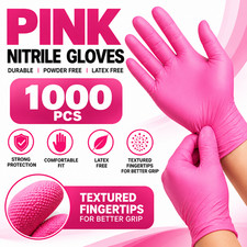 Medical Rose Pink Nitrile Exam Gloves Powder & Latex Free - Fast Ship