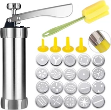 Adjustable Cookie Press Gun with 20 Decorative Discs for Effortless Baking Fun