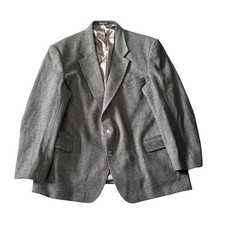Vintage Woolrich Tweed Blazer Mens Size XL Brown Blue Plaid Wool Made USA Jacket