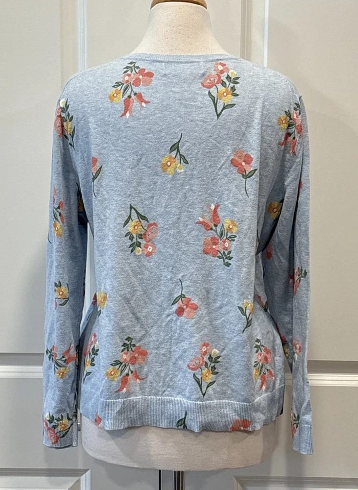 Cárdigan Suéter Para Mujer Karen Scott XL Floral Abotonado Pintado a Mano Femenino Foto 3 de 4