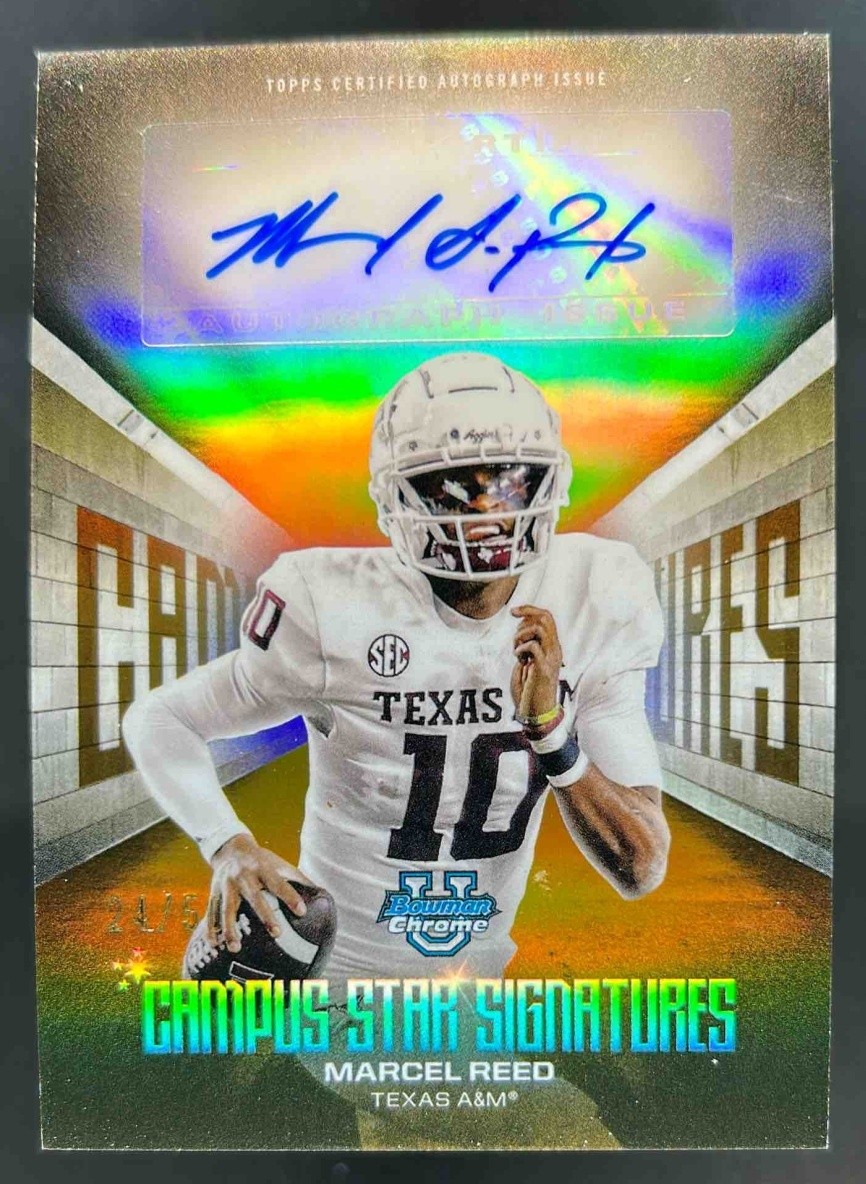 2025 Bowman Chrome University Marcel Reed Campus Star Gold Refractor Auto #24/50