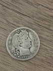 1916 Barber Quarter 25C Circulated Silver Coin 0.9 Fineness Uncertified