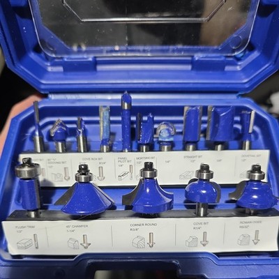 WORKPRO 15PC Router Bits Set 1/4-Inch Shank Tungsten Carbide Router Bits For DIY