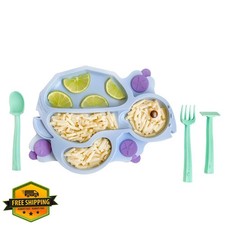 Constructive Eating Plate Blue Turtle Toddler Suction