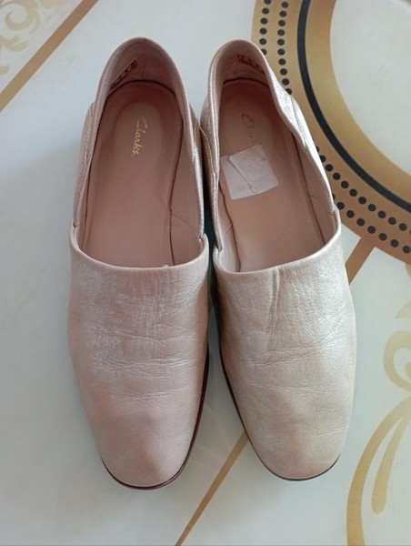 Women Clarks Heels Silver Leather 37 #7A4Z