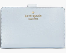 Kate Spade Madison Medium Bifold Wallet Watercolor Blue Leather KC580 $199 MSRP