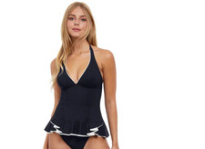 Gottex Belle Curve Halter Tankini Black Size 8 10449