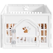 Dog Playpen, Plastic Indoor Pet Fence for Small Dogs 4 Panels 24 Inch