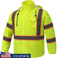 High Visibility Waterproof Reflective Work Jacket Outdoor Safety Protection New