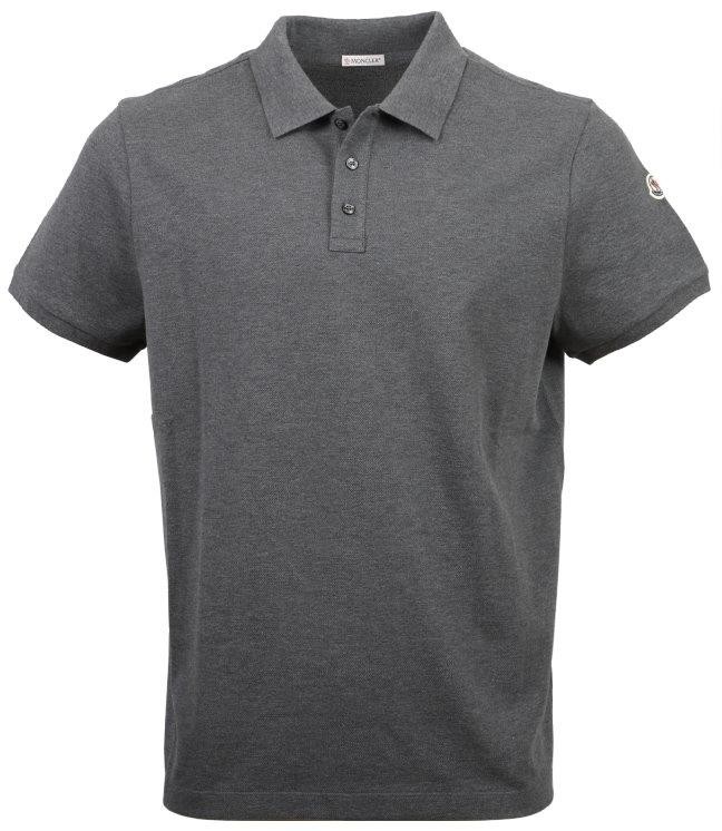 NEW MONCLER GRAY COTTON SIGNATURE COLLAR LOGO POLO SHIRT 2XL