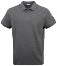 NEW MONCLER GRAY COTTON SIGNATURE COLLAR LOGO POLO SHIRT 2XL