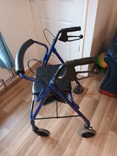 Rollator 4-Wheel Mobility Walker Dual Brakes, Seat, Storage. Foldable