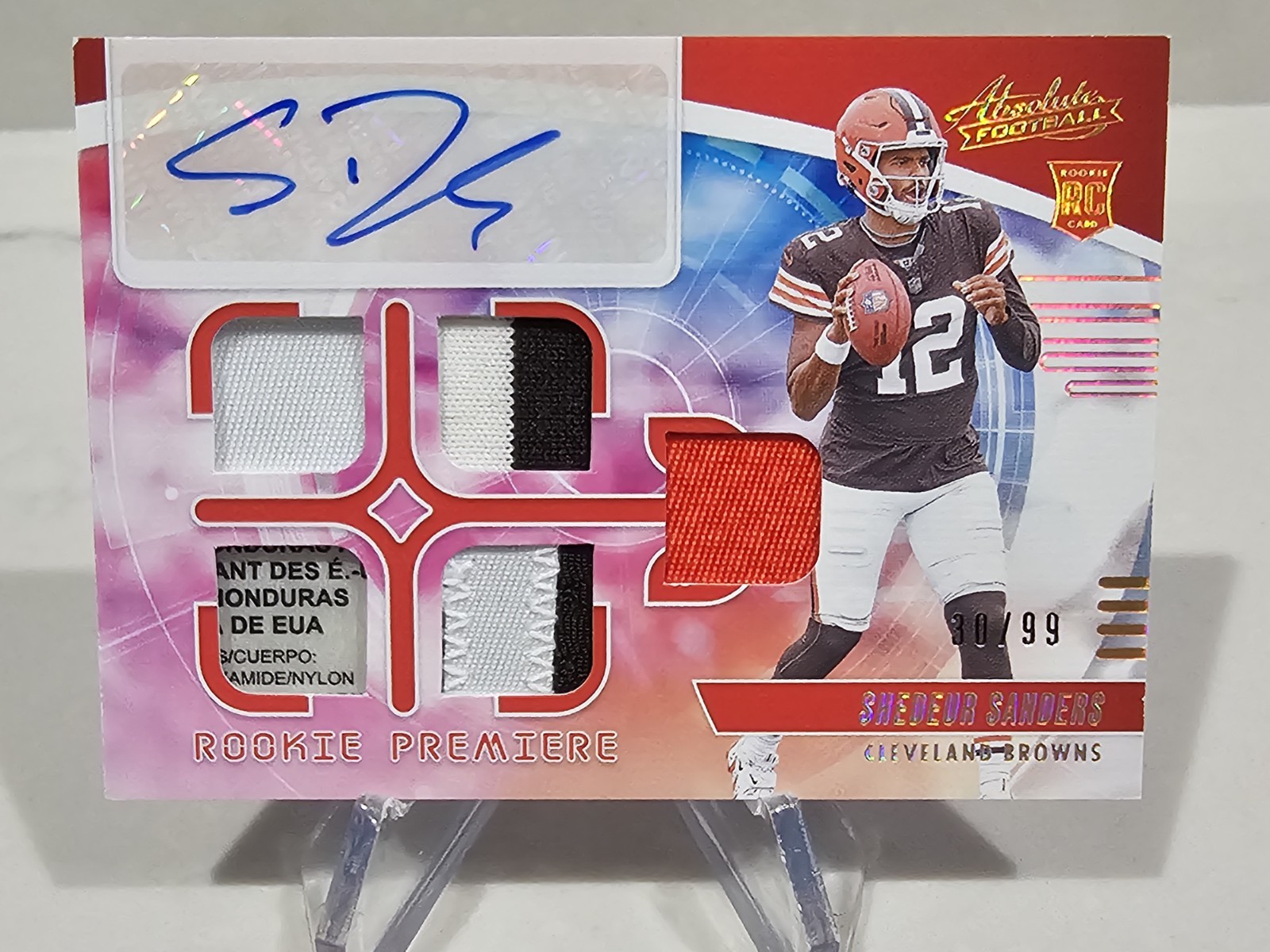 2025 Panini Absolute Rookie Premier RPA Shedeur Sanders Quad Patch Auto /99