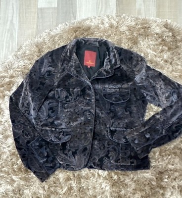 Caramelo Vintage Samtjacke / Blazer   Paisley-Muster, Gr. 46   Top Zustand!
