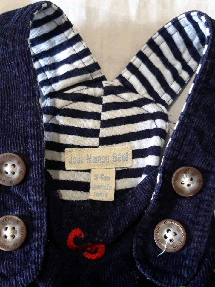 Jo Jo Mamam Bebe 3-6 Months Dinosaur Vest and Dungarees Sets 2 - Image 3 of 3