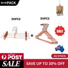 Rose Gold Coat Pant Suit Clothes Hangers Metal Wire Adult Clips Hangers 60PCS