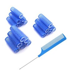 18PCS Self Grip Small Hair Curlers Heatless Roller Hair Curlers Pro dark blue