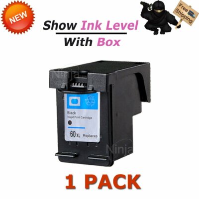 1 PK 60XL Black Ink Cartridge For HP 60 XL Deskjet D1660 2500 All-in-One Printer