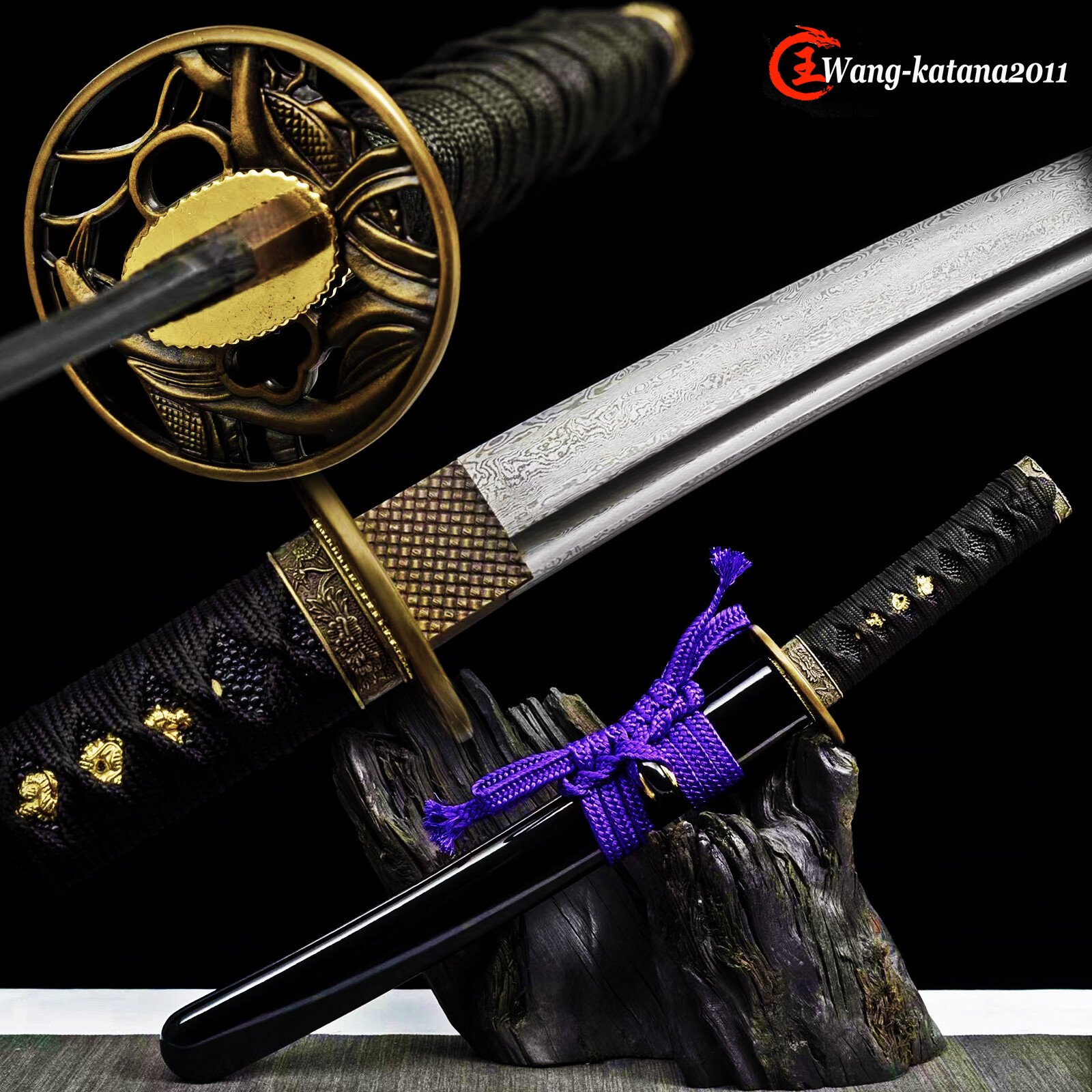 20 Inch Damascus Folded Steel Japanese Tanto Knife Sharp Self Defense Blade