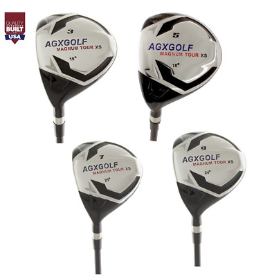 AGX MEN'S MAGNUM XS LEFT HAND FAIRWAY WOODS SET: #3, 5, 7 & 9 GRAPHITE SHAFTS