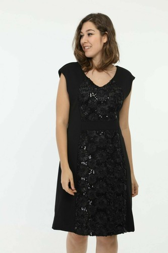 Abito donna vestito cerimonia corto da sera vestiti elegante taglie forti  nero | eBay