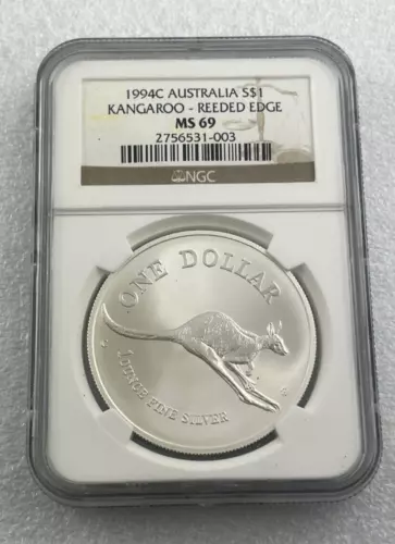 1994C Australia Kangaroo 1oz 999 Silver $1 Professionally Graded NGC MS69