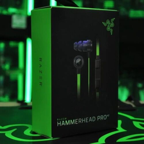 Razer Hammerhead Pro V2  Analog In-ear Gaming & Music Headphones Black/Green - Picture 1 of 12
