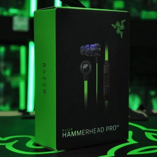 Razer Hammerhead Pro V2  Analog In-ear Gaming & Music Headphones Black/Green - Foto 1 di 12