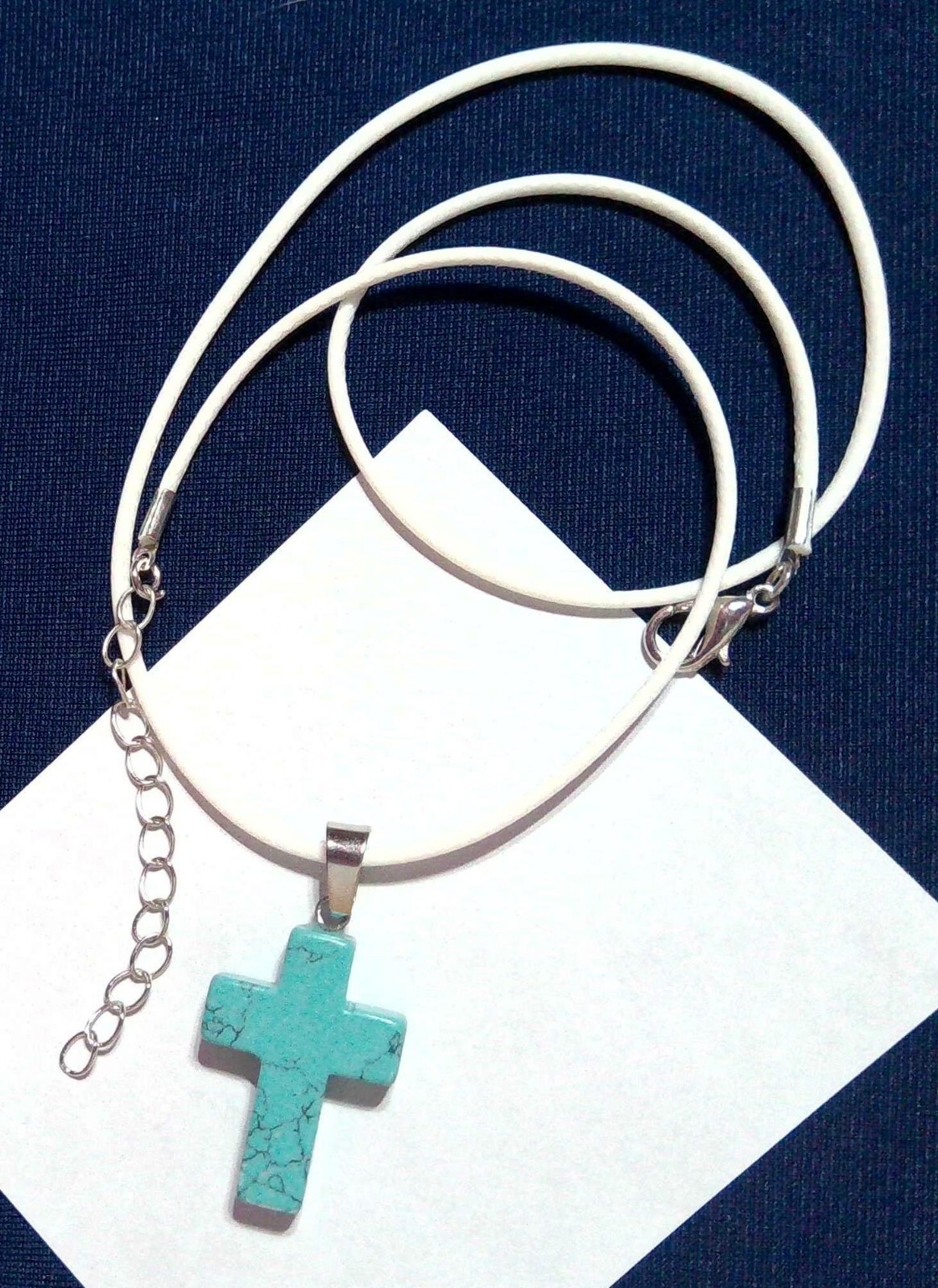 Jesus Cross Turquoise White Cord Communion Confirmation Easter Wedding Gift