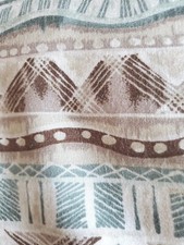 Vntg Sewing Fabric Tan Green Brown Tribal Stripe Batiste Cotton Blend 1.5yx60"