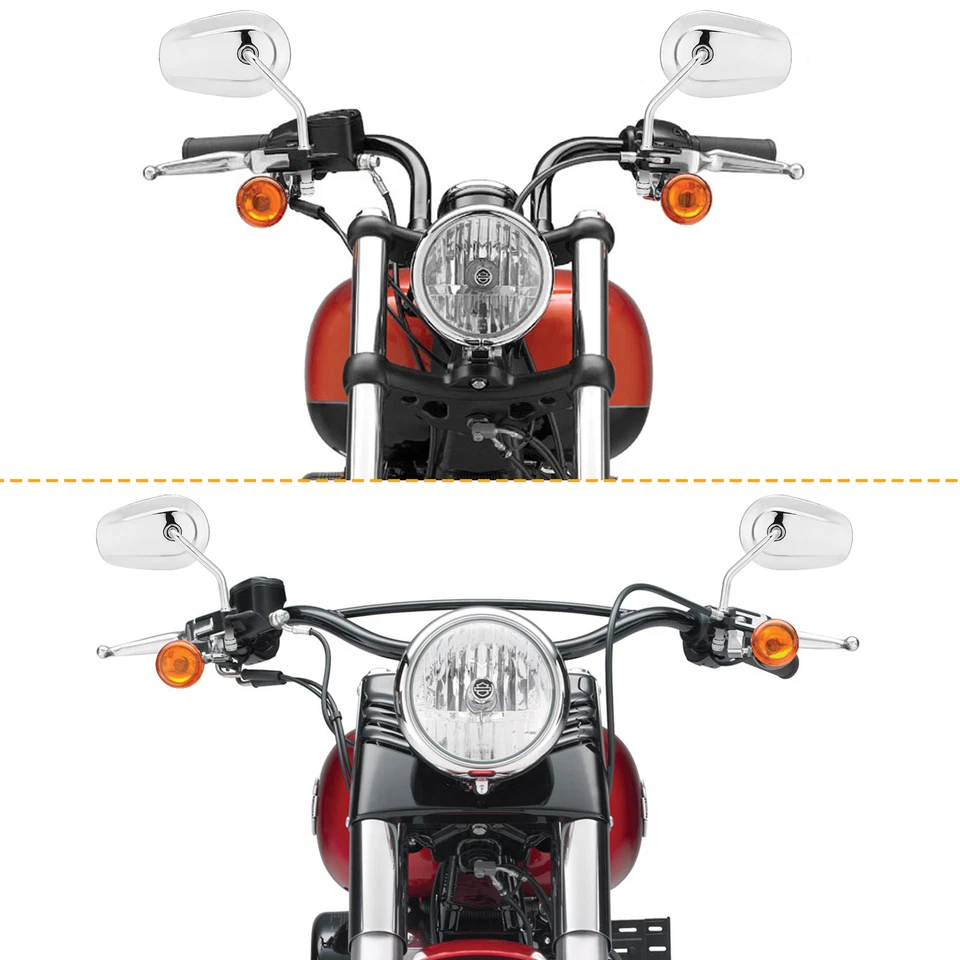 Пара хромированных зеркал заднего вида подходит для Harley XL1200L XL883L XL883 Sportster США - Изображение 3 из 4