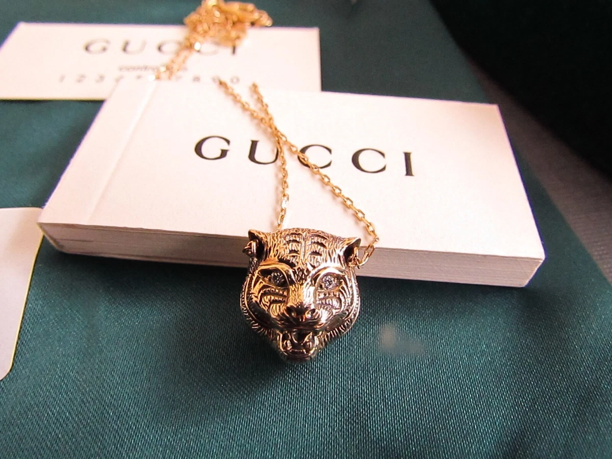 Gucci Le Marche Des Merveilles 18k Gold Diamond Onyx Feline Head