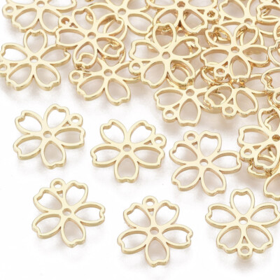 5 Stck. Messing Sakura Charms 10 mm Vergoldet Blume Anhänger für Halskette Armband