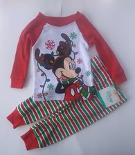 NWT Disney Baby Mickey Mouse Christmas Pajamas 2 Piece Set Long Sleeves  