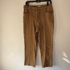 Urban Outfitters Gold Black Plaid Straight Leg Pants SZ 10 Y2K Preppy Academia