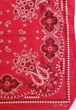 70s-80s USA Red Paisley Fast Color Cotton Elephant Bandana Handkerchief 20"X21"