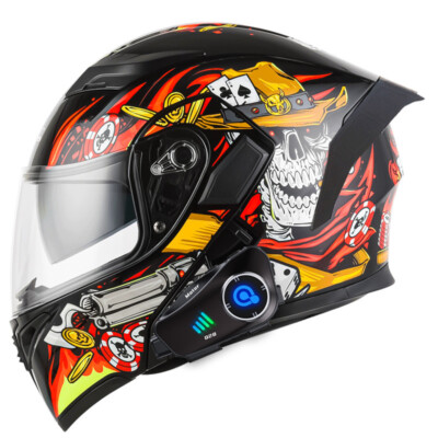 Bluetooth Motorcycle Helmet Dual Visor Racing Modular Motocross Motor Helmet DOT