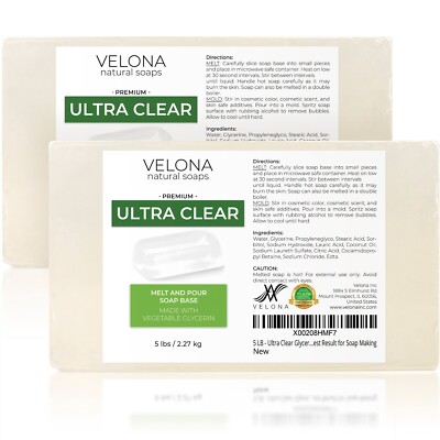 10 LB - ULTRA CLEAR GLYCERIN Soap Base by Velona | Melt and Pour